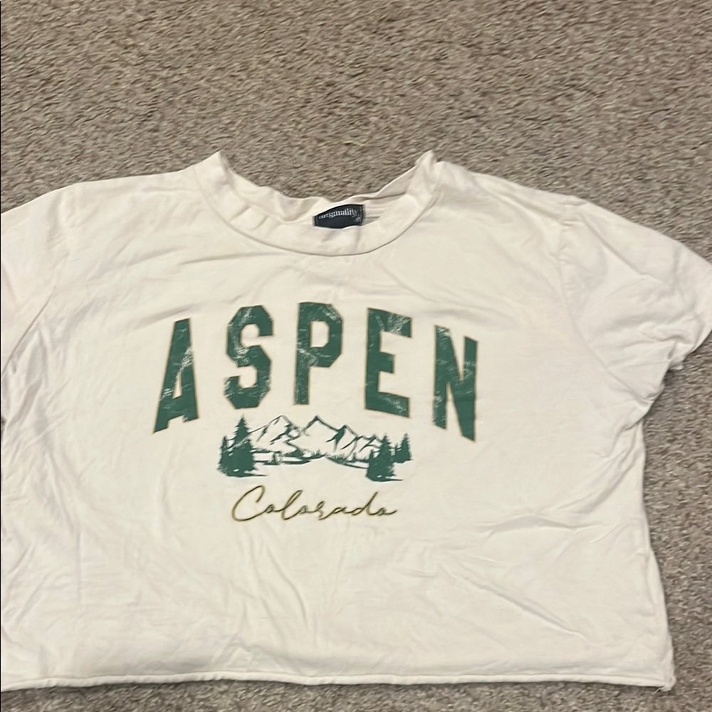 Aspen Graphic Crop Top - White